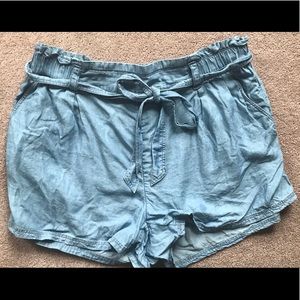 Aerie Denim Paper-Bag Shorts